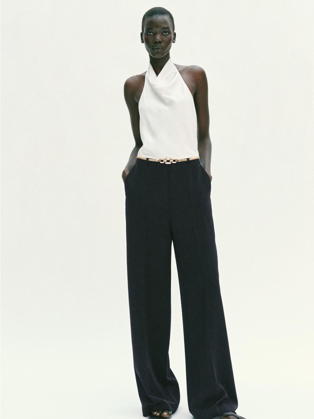 Zara Black Wide-Leg Trousers with High Waist